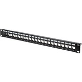 Digitus Panel de conexión modular, 24 puertos, Patch Panel negro, 24 puertos, Negro, Montaje en bastidor, 1U, 483 mm, 1,5 mm, 560 mm