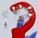 KNIPEX Cortatubos DPT50, Corta tubos rojo/Azul