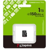 Kingston 1TB micSDXC Canvas Select Plus Gen3 150R A1 (Adaptador de SD no incluido), Tarjeta de memoria negro, 1 TB, MicroSDXC, Clase 10, UHS-I, 150 MB/s, Class 3 (U3)