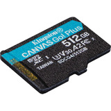 Kingston 512 GB microSDXC Canvas Go Plus Gen4 200R A2 U3 Paquete individual sin ADP, Tarjeta de memoria negro, 512 GB, MicroSD, Clase 10, UHS-I, 200 MB/s, 160 MB/s