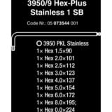 Wera 3950/9 Hex-Plus Stainless 1 SB juego de llaves Allen, 9 piezas, Destornillador acero fino