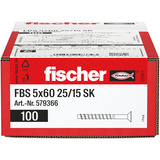 fischer Tornillo para hormigón FBS 5x60 25/15 cabeza avellanada TX 