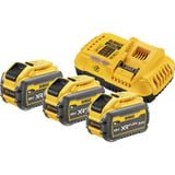 DEWALT Kit de inicio de batería XR FLEXVOLT DCB118X3, incl. 3x batería 54 Voltios 3Ah, Conjunto amarillo/Negro