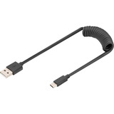 Digitus Cable en espiral USB 2.0 USB-A > USB-C negro