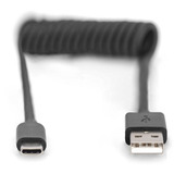 Digitus Cable en espiral USB 2.0 USB-A > USB-C negro