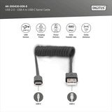 Digitus Cable en espiral USB 2.0 USB-A > USB-C negro