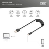 Digitus Cable en espiral USB 2.0 USB-A > USB-C negro