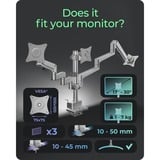 ICY BOX IB-MS525-T 76,2 cm (30") Escritorio Gris, Plata, Soporte de monitor gris, Pinza/Atornillado, 21 kg, 76,2 cm (30"), 100 x 100 mm, Ajustes de altura, Gris, Plata