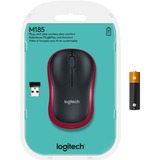 Logitech M185 ratón Ambidextro RF inalámbrico Óptico 1000 DPI rojo, Ambidextro, Óptico, RF inalámbrico, 1000 DPI, Negro, Rojo, Minorista