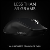 Logitech Pro X Superlight ratón mano derecha RF inalámbrico 25600 DPI, Ratones para gaming negro, mano derecha, RF inalámbrico, 25600 DPI, 1 ms, Negro