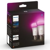 Philips Hue Bombilla inteligente A60 - E27 - 1100 (paquete de 2), Lámpara LED Philips Hue White and Color ambiance Bombilla inteligente A60 - E27 - 1100 (paquete de 2), Bombilla inteligente, Blanco, Bluetooth/Zigbee, LED, E27, 2000 K