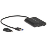 Sonnet USB3-DHDMI adaptador de cable de vídeo USB tipo A 2 x HDMI Negro negro, USB tipo A, 2 x HDMI, Macho, Hembra, Derecho, Derecho