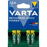 Varta -56703B Pilas domésticas, Batería Batería recargable, AAA, Níquel-metal hidruro (NiMH), 1,2 V, 4 pieza(s), 800 mAh