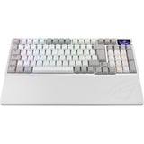 ASUS ROG Azoth 96 HE, Teclado para gaming blanco, Inalámbrico y alámbrico, USB + RF Wireless + Bluetooth, Magnetic-mechanical key switch, QWERTZ, LED RGB, Blanco