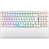 ASUS ROG Strix Scope II 96 RX Wireless teclado Juego USB + RF Wireless + Bluetooth Blanco, Teclado para gaming blanco, 96%, Inalámbrico y alámbrico, USB + RF Wireless + Bluetooth, Switch de tecla óptico, LED RGB, Blanco