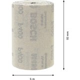 Bosch Expert Rollo de malla de lija M480, Hoja de lija Rollo abrasivo, Grano extrafino, P400, Trabajo de acabado, Eliminación de pintura, Madera, Beige