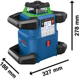 Bosch GRL 650 CHVG 70 m 500-540 nm (< 10mW), Láser rotativo azul, 70 m, 1,5 mm/m, 8,5°, 650 m, 600 RPM, 360°