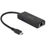 DeLOCK 63826 hub de interfaz USB 3.2 Gen 1 (3.1 Gen 1) Type-C 1000 Mbit/s Negro, Adaptador negro, USB 3.2 Gen 1 (3.1 Gen 1) Type-C, RJ-45, 1000 Mbit/s, Negro, Actividad, Enlace, 0,15 m