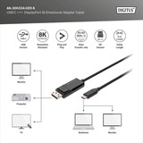 Digitus Cable adaptador USB-C <> DisplayPort, bidireccional negro