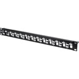 Digitus Panel de parcheo modular, 24 puertos, sin equipar, escalonado, Patch Panel negro