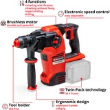 EINHELL Martillo perforador a batería profesional HEROCCO 36/28, 36Volt (2x18Volt) rojo/Negro