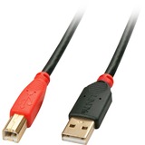 Lindy 42761 cable USB 10 m USB 2.0 USB A USB B Negro, Rojo negro, 10 m, USB A, USB B, USB 2.0, Macho/Macho, Negro, Rojo