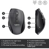 Logitech LGT-M705S Ratones, Ratón antracita, mano derecha, Laser, RF inalámbrico, 1000 DPI, Negro