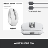Logitech MX Anywhere 3 for Mac ratón mano derecha Bluetooth 4000 DPI gris, mano derecha, Bluetooth, 4000 DPI, Gris