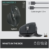 Logitech MX Master 3 ratón mano derecha RF Wireless + Bluetooth Laser 4000 DPI grafito, mano derecha, Laser, RF Wireless + Bluetooth, 4000 DPI, Grafito