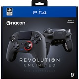 Nacon Revolution Unlimited Negro Bluetooth/USB Gamepad Analógico/Digital PC, PlayStation 4 negro, Gamepad, PC, PlayStation 4, Cruceta, Analógico/Digital, Inalámbrico y alámbrico, Bluetooth/USB
