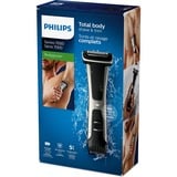 Philips 7000 series Bodygroom Series 7000 BG7025/15 Recortador corporal e íntimo impermeable, Cortador de pelo negro/Gris, Mojado y seco, Autoafilables de la hoja, No necesita mantenimiento ni lubricación, AC/Batería, Negro