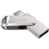 SanDisk Ultra Dual Drive Luxe unidad flash USB 32 GB USB Type-A / USB Type-C 3.2 Gen 1 (3.1 Gen 1) Acero inoxidable, Lápiz USB plateado, 32 GB, USB Type-A / USB Type-C, 3.2 Gen 1 (3.1 Gen 1), 150 MB/s, Girar, Acero inoxidable