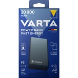 Varta Fast Energy 20000 Polímero de litio 20000 mAh Plata, Banco de potencia gris, 20000 mAh, Polímero de litio, Quick Charge 3.0, 3,7 V, Plata