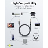 goobay Cable de conexión de audio Plus AUX 3,5mm estéreo negro/Plateado