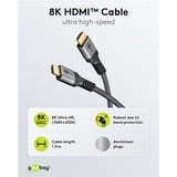 goobay Plus Cable HDMI de alta velocidad, 8K @ 60Hz gris