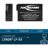 Ansmann A-Can LP-E8 Ión de litio 1000 mAh, Batería para cámara 1000 mAh, 7,4 V, Ión de litio