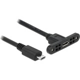 DeLOCK 85245 cable USB 0,25 m USB 2.0 Micro-USB B Negro negro, 0,25 m, Micro-USB B, Micro-USB B, USB 2.0, Macho/Hembra, Negro