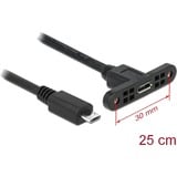 DeLOCK 85245 cable USB 0,25 m USB 2.0 Micro-USB B Negro negro, 0,25 m, Micro-USB B, Micro-USB B, USB 2.0, Macho/Hembra, Negro