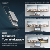 Digitus Estación de acoplamiento USB-C de 8 puertos gris/Negro