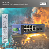 Digitus Switch Gigabit Ethernet PoE industrial 8+2 puertos, Interruptor/Conmutador 