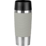 Emsa TRAVEL MUG Waves termo 0,36 L Gris, Taza gris/Acero fino, 0,36 L, Gris, Polipropileno (PP), Silicona, Acero inoxidable, 8,3 cm, 200 mm