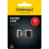 Intenso 32GB Micro Line unidad flash USB 2.0 Conector USB Tipo A Negro, Lápiz USB negro, 32 GB, 2.0, Conector USB Tipo A, 16,5 MB/s, Tapa, Negro