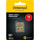 Intenso 3421470 memoria flash 16 GB SDHC UHS-I Clase 10, Tarjeta de memoria 16 GB, SDHC, Clase 10, UHS-I, 90 MB/s, Class 1 (U1)