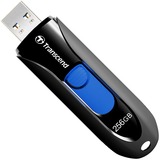 Transcend JetFlash 790 unidad flash USB 256 GB USB tipo A 3.2 Gen 1 (3.1 Gen 1) Negro, Lápiz USB negro/Azul, 256 GB, USB tipo A, 3.2 Gen 1 (3.1 Gen 1), Sin tapa, 4,9 g, Negro