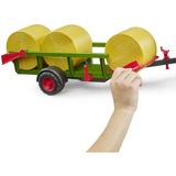 bruder Recolector de pacas redondas con 3 pacas redondas, Automóvil de construcción 