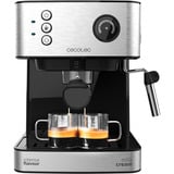 Cecotec 1556, Cafetera espresso acero fino cepillado/Negro