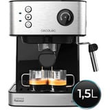 Cecotec 1556, Cafetera espresso acero fino cepillado/Negro