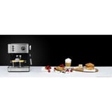 Cecotec 1556, Cafetera espresso acero fino cepillado/Negro