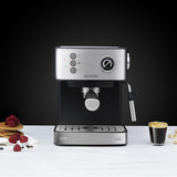 Cecotec Power Espresso 20 Matic Professionale, Cafetera espresso acero fino cepillado/Negro