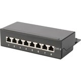 Digitus Panel de conexión Clase E de escritorio, CAT 6, apantallado, Patch Panel negro, CAT 6, apantallado, RJ-45, Cat6, Negro, 285 mm, 55 mm, 778 g